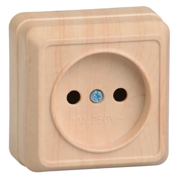 Накладная розетка 1-ая Generica Октава без заземления РС20-2-ОС 2P 10А сосна