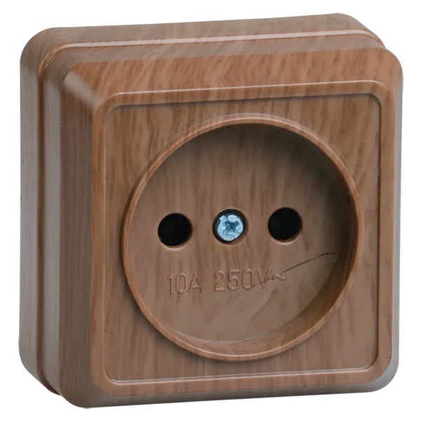 Накладная розетка 1-ая Generica Октава без заземления РС20-2-ОД 2P 10А дуб