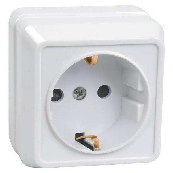 Накладная розетка 1-ая Generica Октава с заземлением РС20-3-ОБ 2P+E 16А белый