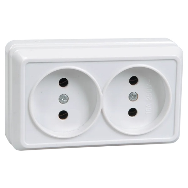 Накладная розетка 2-ая Generica Октава без заземления РС22-2-ОБ 2P 10А белый