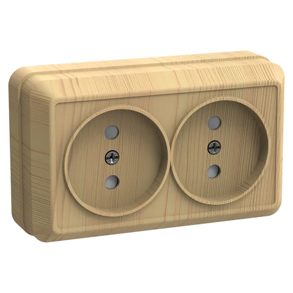 Накладная розетка 2-ая Generica Октава без заземления РС22-2-ОС 2P 10А сосна