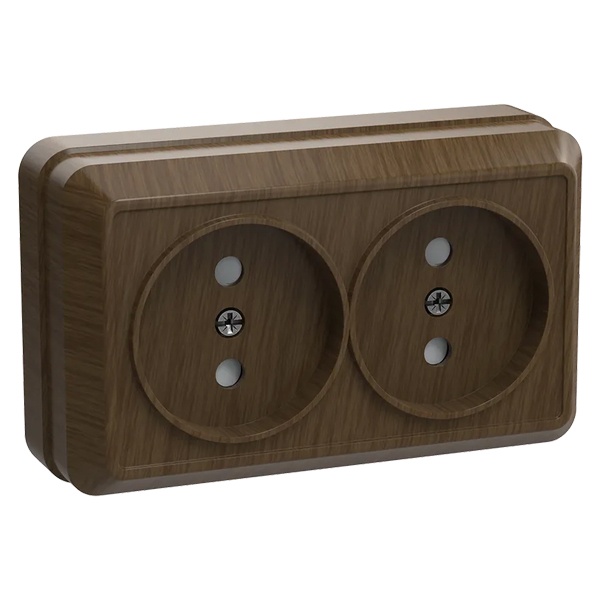 Накладная розетка 2-ая Generica Октава без заземления РС22-2-ОД 2P 10А дуб