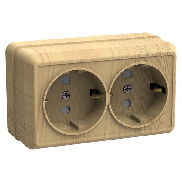 Накладная розетка 2-ая Generica Октава с заземлением РС22-3-ОС 2P+E 16А сосна