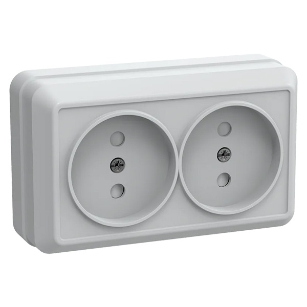 Накладная розетка 2-ая Generica Октава без заземления со шторками РСш22-2-ОБ 2P 10А белый