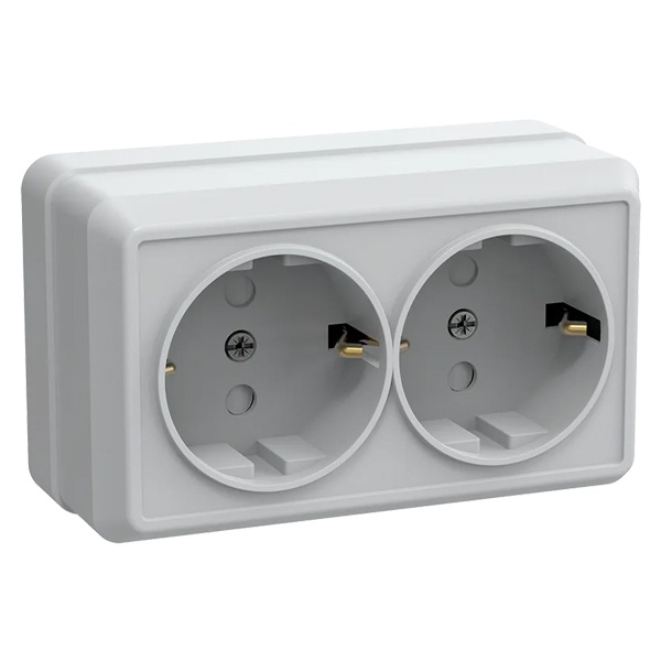 Накладная розетка 2-ая Generica Октава с заземлением и шторками РСш22-3-ОБ 2P+E 16А белый