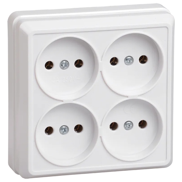 Накладная розетка 4-ая Generica Октава без заземления РС24-2-ОБ 2P 10А белый