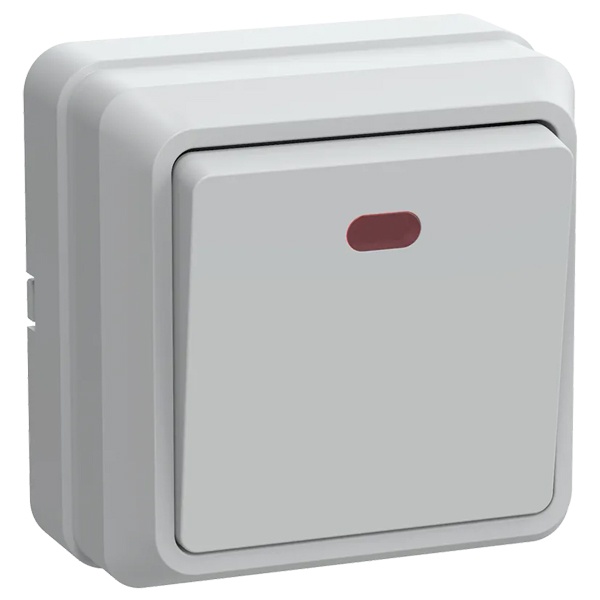 Накладной выключатель 1-клавишный Generica Октава с индикацией ВС20-1-1-ОБ 10А белый