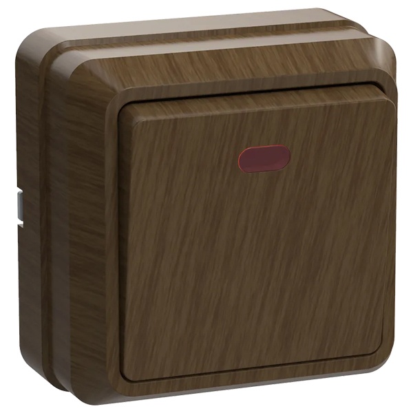 Накладной выключатель 1-клавишный Generica Октава с индикацией ВС20-1-1-ОД 10А дуб