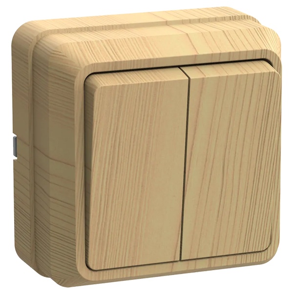 Накладной выключатель 2-клавишный Generica Октава ВС20-2-0-ОС 10А сосна