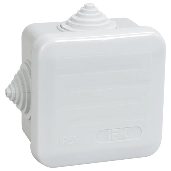 Коробка распаячная ИЭК КМ41236 для открытой проводки 70х70х40 мм 4 гермоввода серая IP44