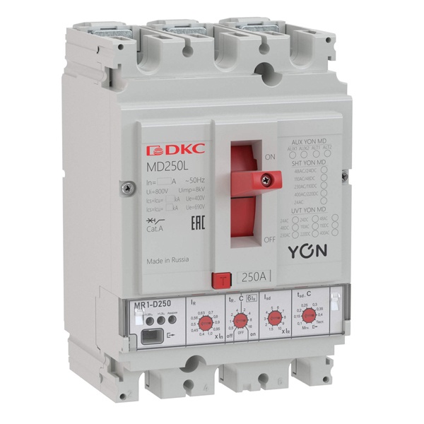 Выключатель автоматический DKC YON MD250N 3п 250А 40кА регулировка уставок Ir0.4…1xIn Isd1.5…10xIn