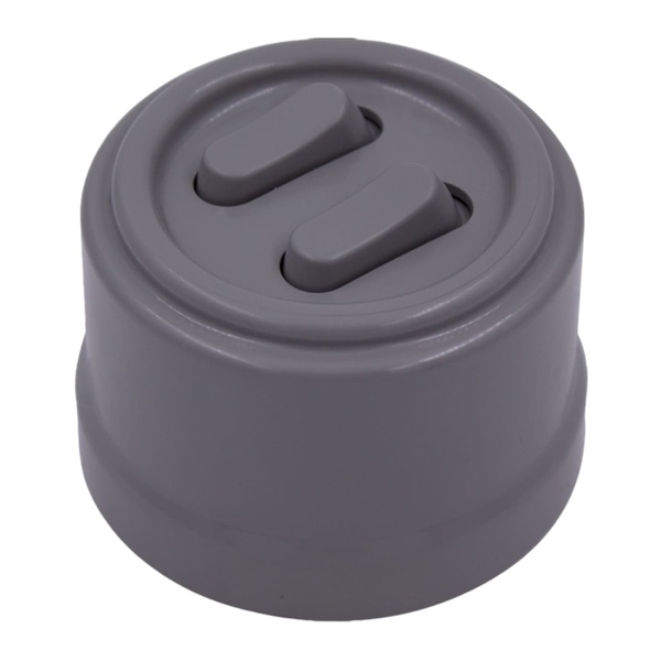 Накладной выключатель 2-клавишный Bironi Лизетта пластик титан (клавишный Bironi Лизетта)