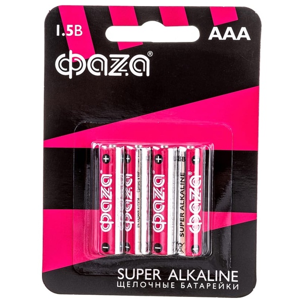 Батарейка Фаzа AAA/LR03 Super Alkaline 1,5V (упаковка 4шт)
