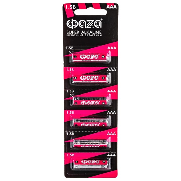 Батарейка Фаzа AAA/LR03 Super Alkaline 1,5V (упаковка 6шт)