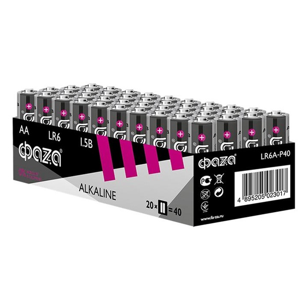 Батарейка Фаzа AA LR6 Alkaline 1,5V (упаковка 40 шт)