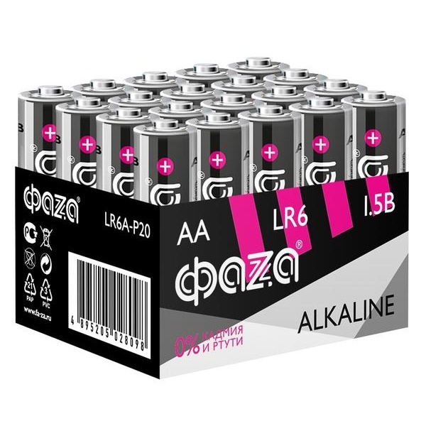 Батарейка Фаzа AA LR6 Alkaline 1,5V (упаковка 20 шт)