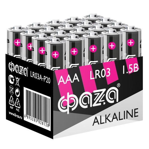 Батарейка Фаzа AAA/LR03 Alkaline 1,5V (упаковка 20шт)