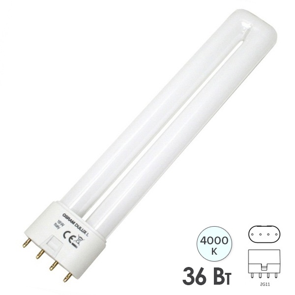Лампа компактная люминесцентная Osram Dulux L 36W/840 4000K 2G11 холодно-белая