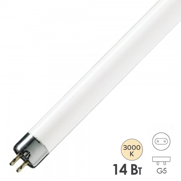 Люминесцентная линейная лампа T5 Osram FH/HE 14W/830 3000K G5 тепло-белый свет 549mm