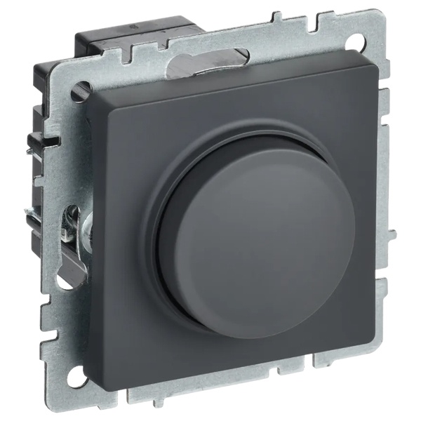 Светорегулятор поворотно-нажимной ИЭК BRITE 600Вт графит (СС10-1-0-БрГ)