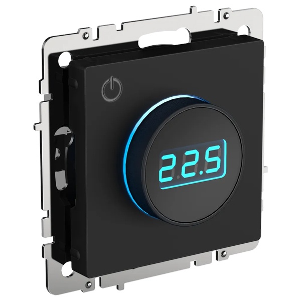 Термостат электронный с индикацией ИЭК BRITE 16А с датчиком 2,4м в комплекте черный (ТС10-1-БрЧ)