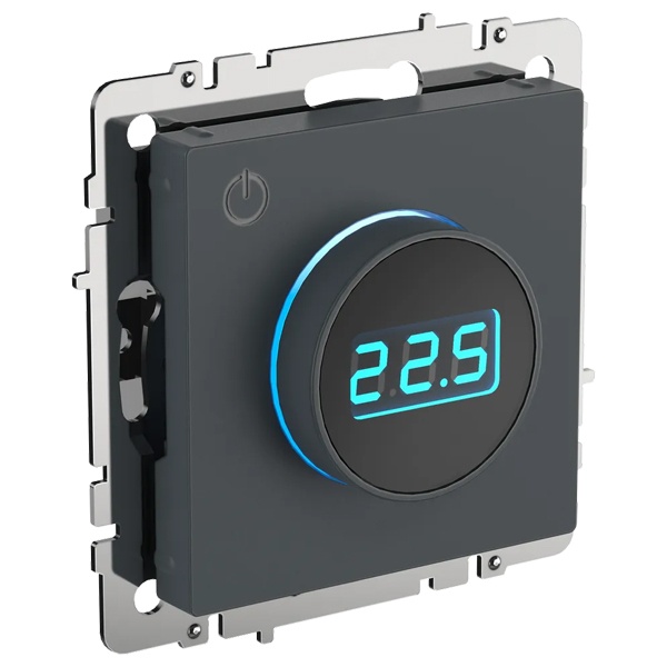 Термостат электронный с индикацией ИЭК BRITE 16А с датчиком 2,4м в комплекте маренго (ТС10-1-БрМ)