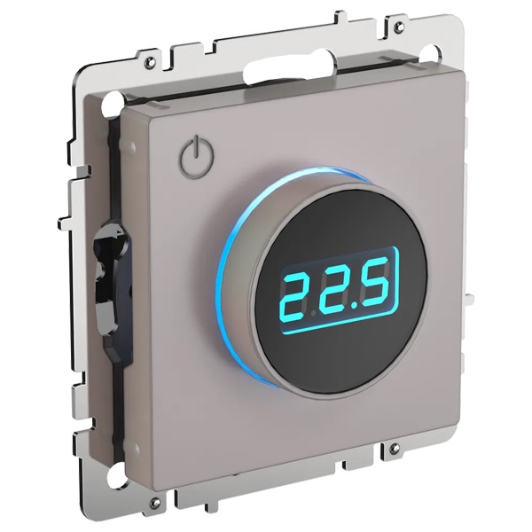 Термостат электронный с индикацией ИЭК BRITE 16А с датчиком 2,4м в комплекте жемчуг (ТС10-1-БрЖ)