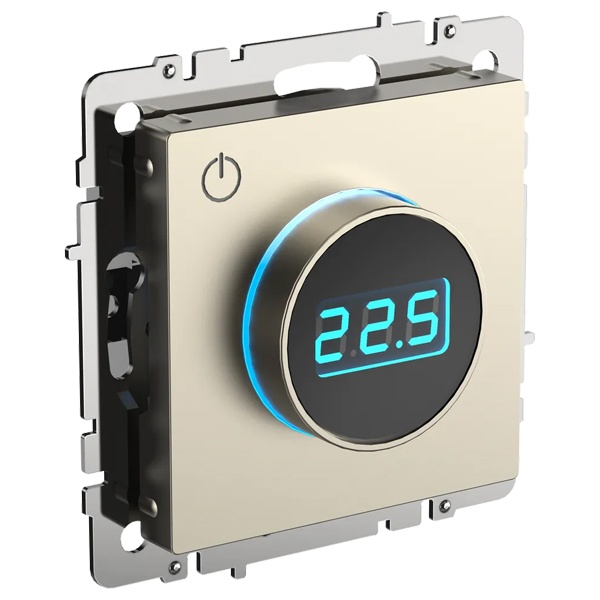 Термостат электронный с индикацией ИЭК BRITE 16А с датчиком 2,4м в комплекте шампань (ТС10-1-БрШ)