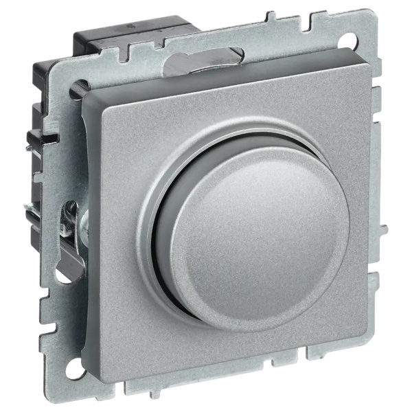 Светорегулятор поворотно-нажимной ИЭК BRITE 600Вт алюминий (СС10-1-0-БрА)