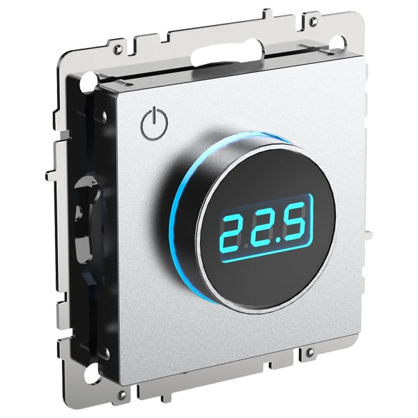 Термостат электронный с индикацией ИЭК BRITE 16А с датчиком 2,4м в комплекте алюминий (ТС10-1-БрА)