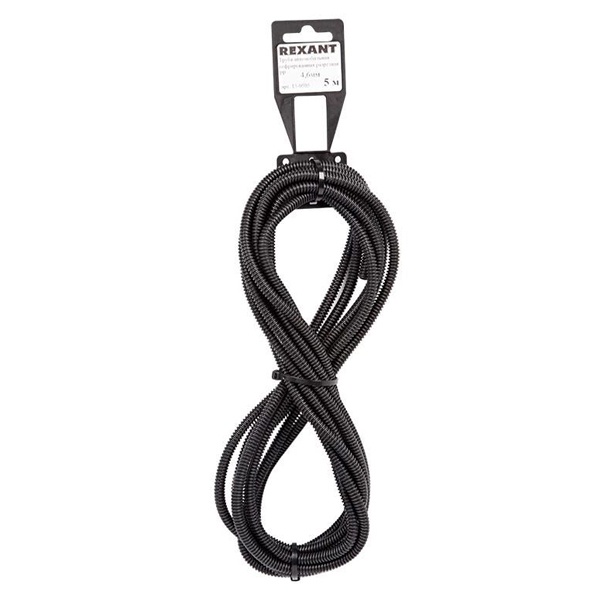 Гофра автомобильная Rexant разрезная ПП 4,6 мм черная [бухта 5м]
