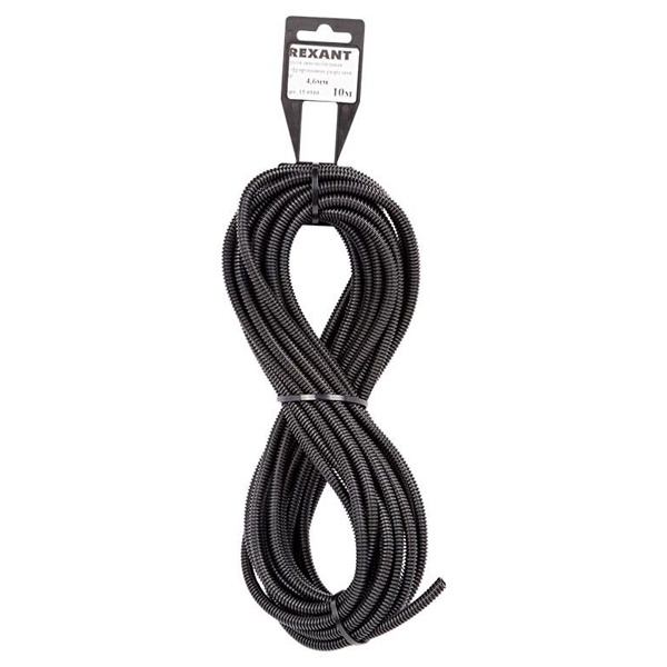 Гофра автомобильная Rexant разрезная ПП 4,6 мм черная [бухта 10м]
