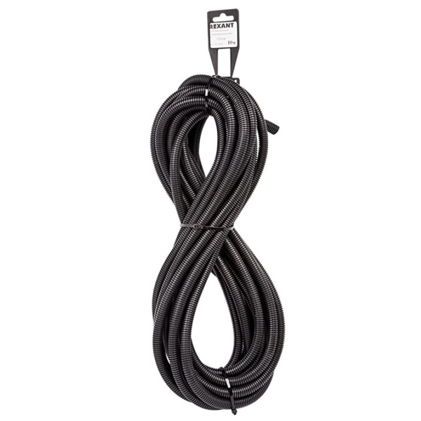 Гофра автомобильная Rexant разрезная ПП 9,8 мм черная [бухта 10м]