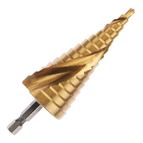 Сверло по металлу ступенчатое Kranz Титан 4,0-32,0 мм 102 mm 65 HRC Р6М5 TiN