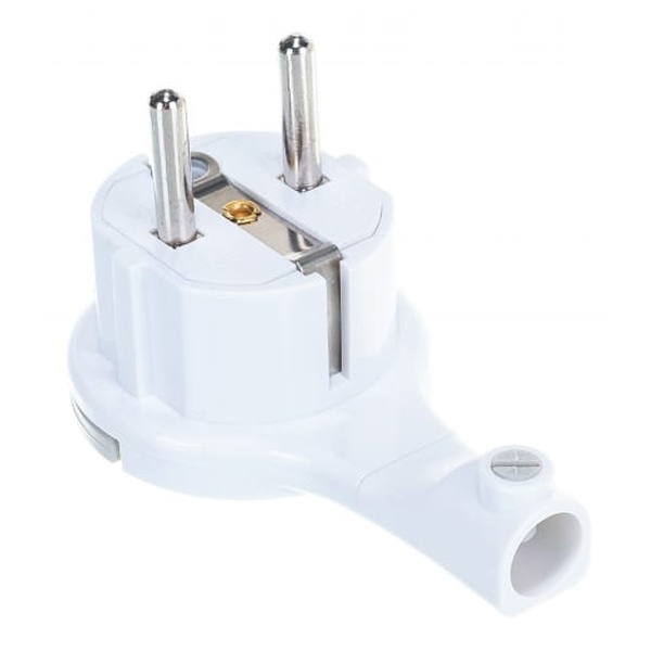 Вилка с заземлением ультраплоская UNIVersal Невидимка 2P+E 16A с кольцом белая