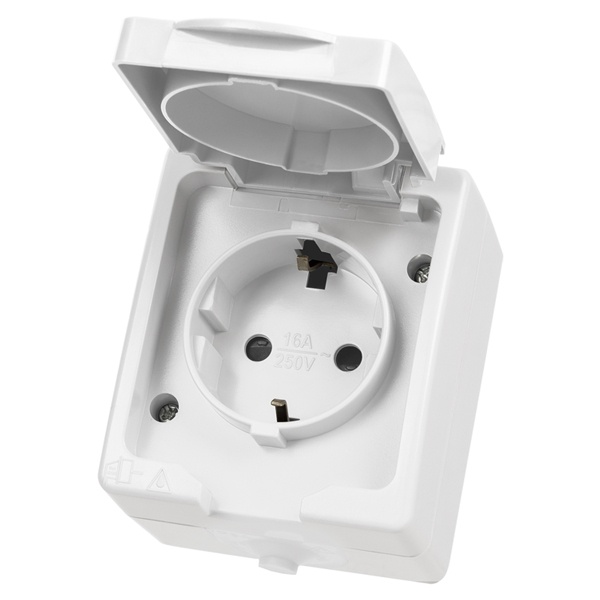 Розетка TDM 2П+З открытой установки Вуокса 16А IP54 белый