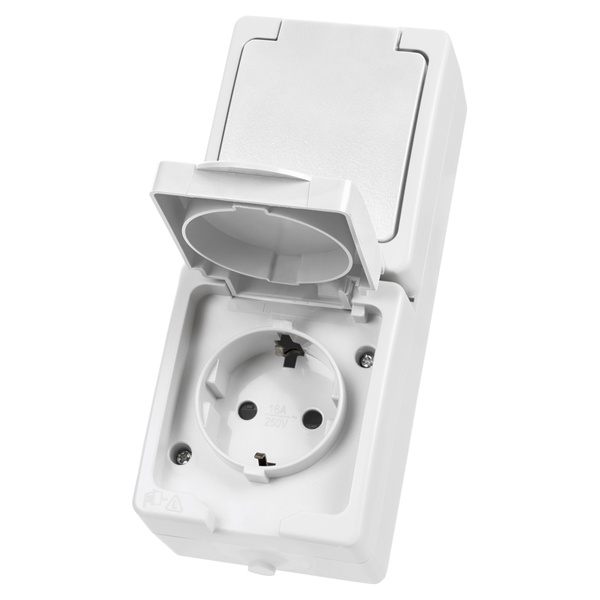 Розетка двойная TDM 2П+3 (вертикальная) открытой установки Вуокса 16А IP54 белый
