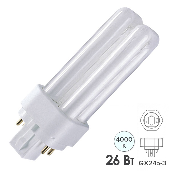 Лампа компактная люминесцентная LBL T/E 71015 26W 4000K GX24q-3 (аналог PL-T/Dulux T/E 26W/840)