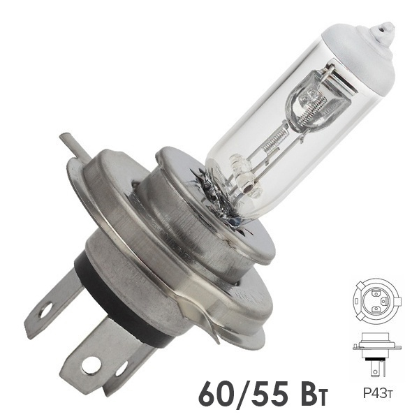 Лампа автомобильная LightBest H4 12V 60/55W P43t