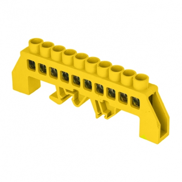 Шина EKF РЕ (8х12мм) 125А 10 отверстий латунь нейлон комбинированный желтый