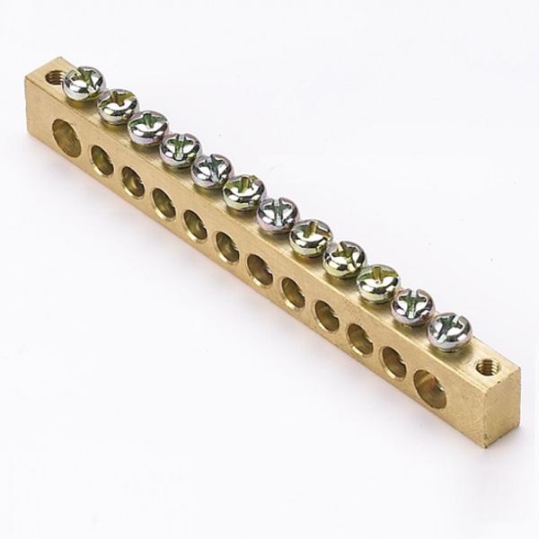 Шина EKF PEN (8х12мм) 125А 12 отверстий латунь крепеж по краям