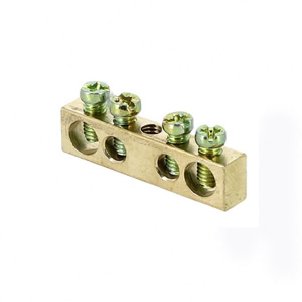 Шина EKF PEN (6х9мм) 100А 4 отверстия латунь крепеж по центру