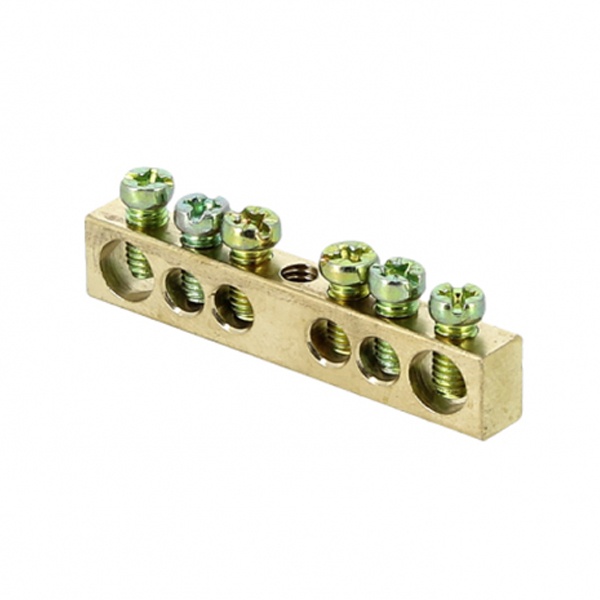 Шина EKF PEN (6x9мм) 100А 6 отверстий латунь крепеж по центру