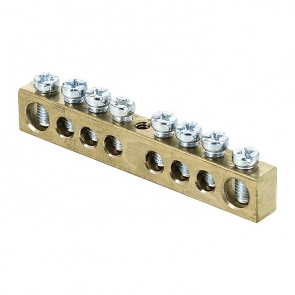 Шина EKF PEN (6x9мм) 100А 8 отверстий латунь крепеж по центру