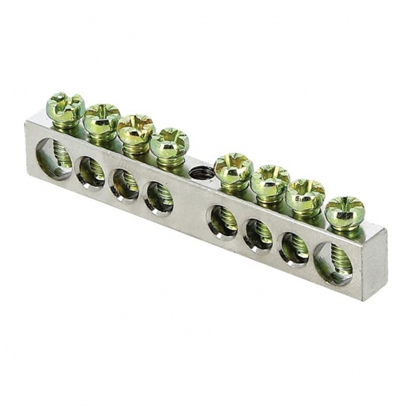 Шина EKF PEN (6x9мм) 100А 8 отверстий оцинкованная крепеж по центру