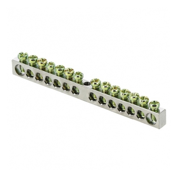 Шина EKF PEN (6x9мм) 100А 14 отверстий оцинкованная крепеж по центру