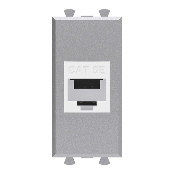 Компьютерная розетка RJ-45 модульная DKC Avanti кат.5е 1 модуль без шторок, закаленная сталь