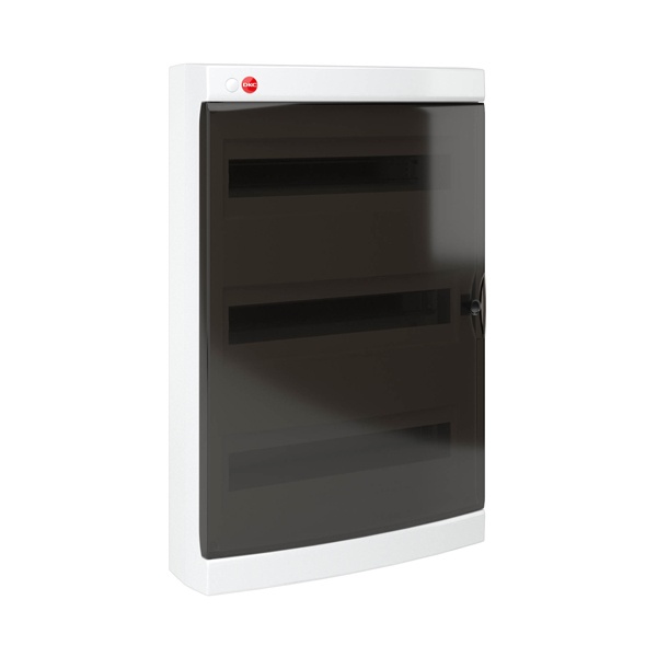 Щиток настенный DKC RAM base 54м (3х18) с прозрачной дверцей с клеммным блоком 63А и замком IP41 бел