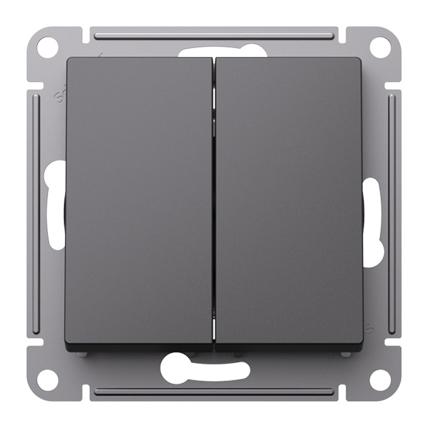 Двухклавишный выключатель SE AtlasDesign 10A, базальт [уп 5 шт]