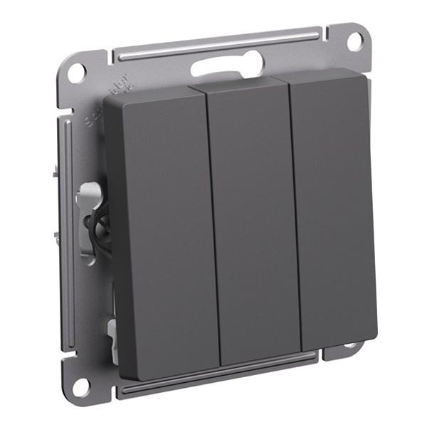 Трехклавишный выключатель SE AtlasDesign 10A механизм, базальт [уп 5 шт]